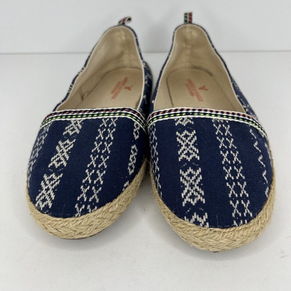 American Eagle Aztec Navy Blue Comfort Flats Womens Size 7 Espadrille Shoes - Picture 3 of 8